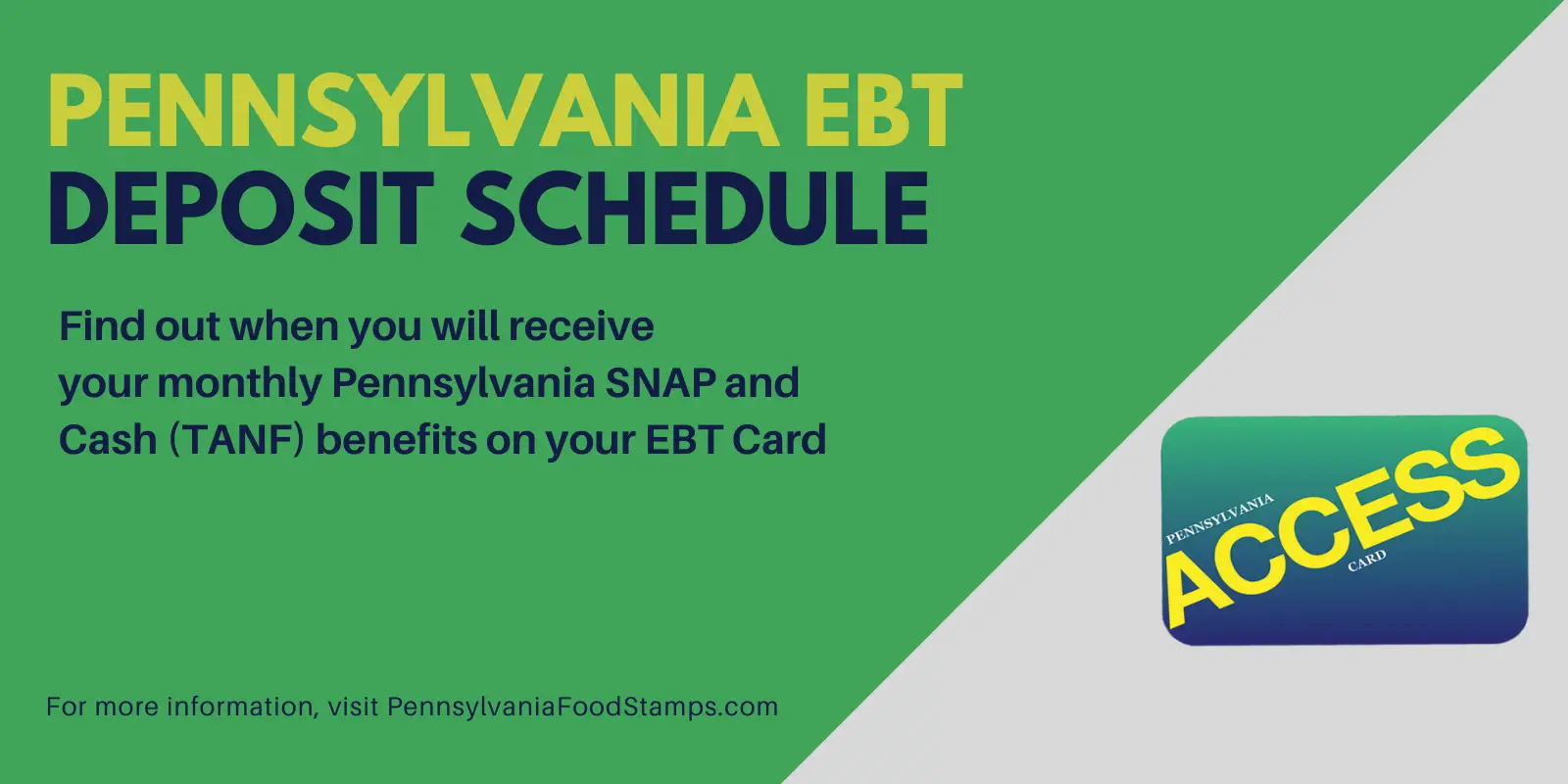 Pennsylvania EBT Deposit Schedule for 2022 Pennsylvania Food Stamps